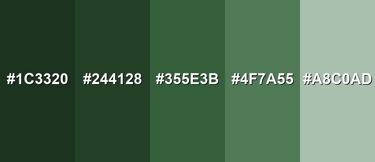 shades and variations of hunter-green