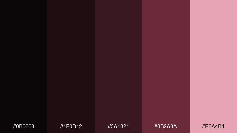 hushed garnet black hole color palette with hex codes