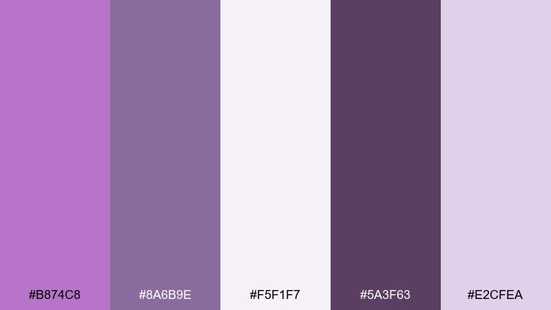 hushed mauve heliotrope color palette with hex codes