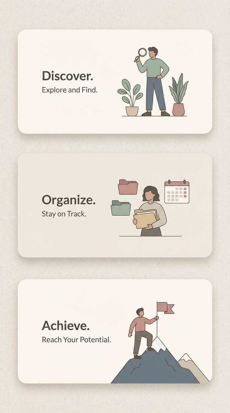 neutral onboarding screens