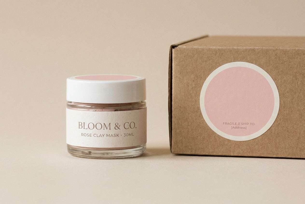 pink cosmetic jar label