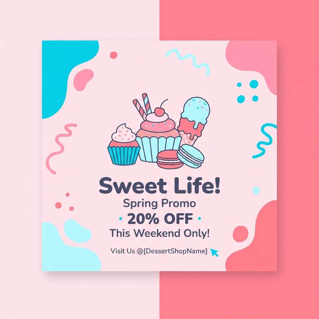 pastel cyan dessert promo