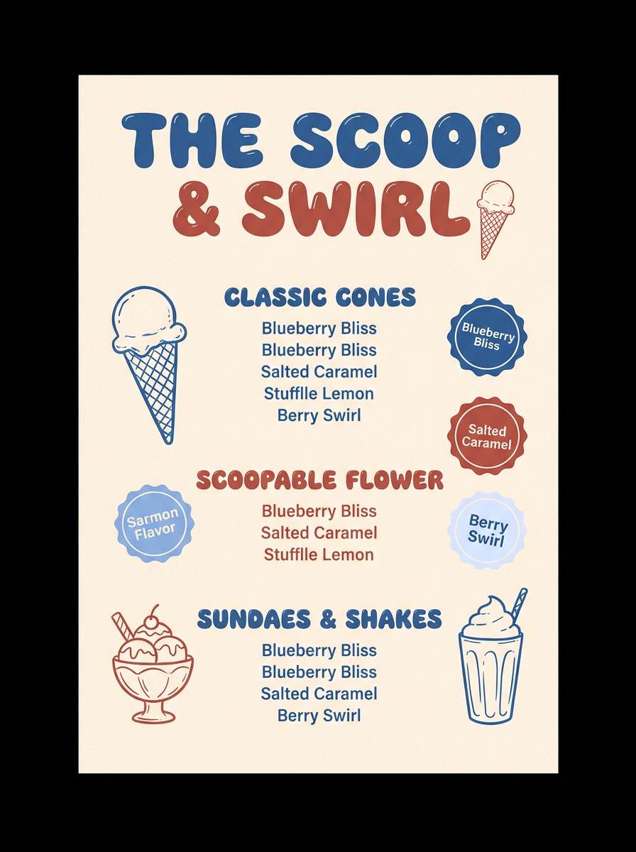 ice cream menu