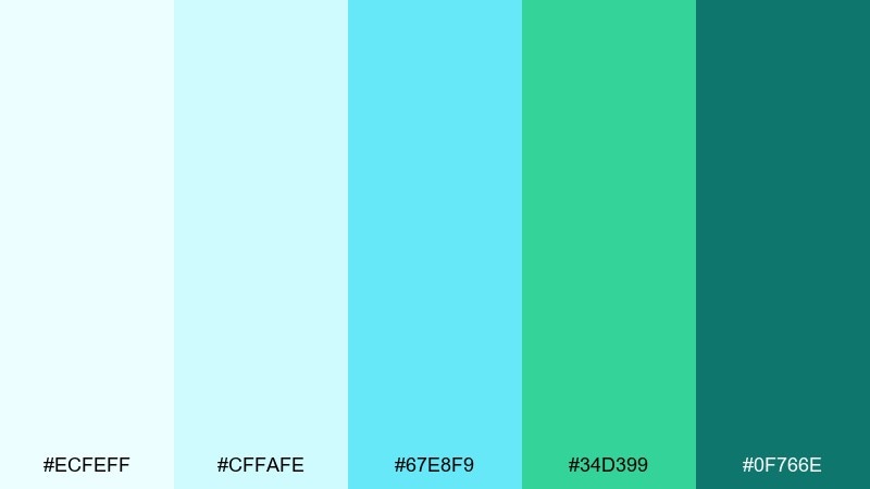 ice cream mint gradient color palette with hex codes