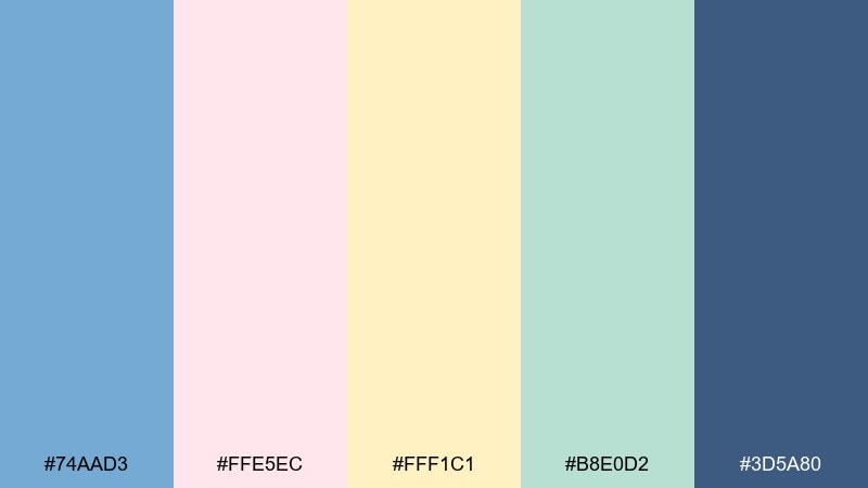 ice cream parlor carolina blue color palette with hex codes