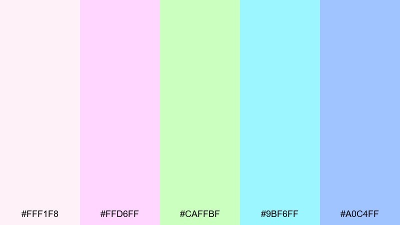 ice cream pastels color palette with hex codes