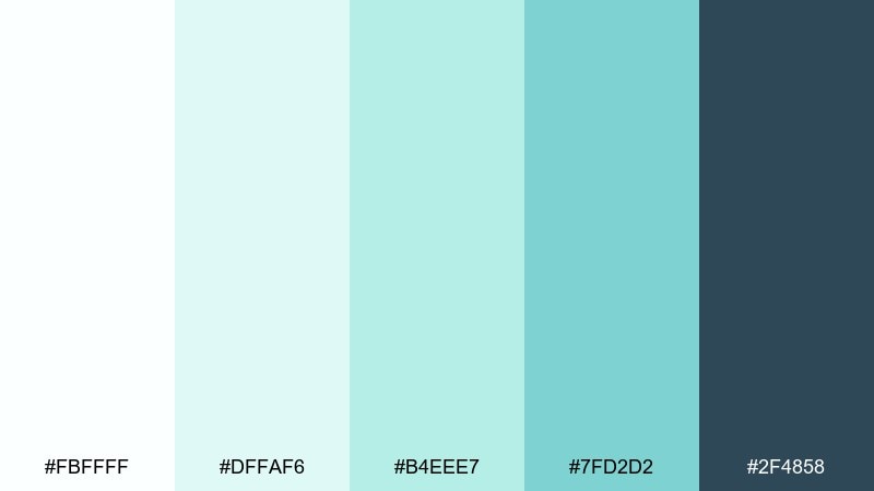ice mint minimal green light blue color palette with hex codes