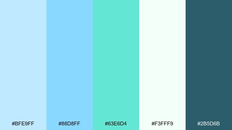 ice mint splash light blue color palette with hex codes