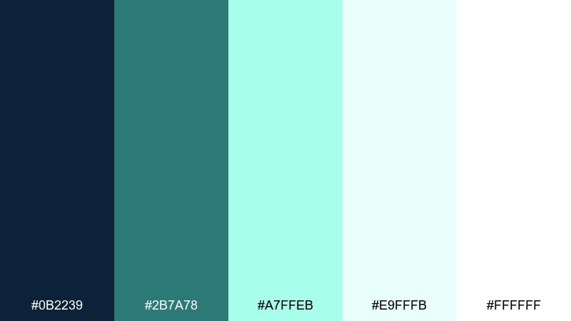 iceberg minimal blue mint green color palette with hex codes