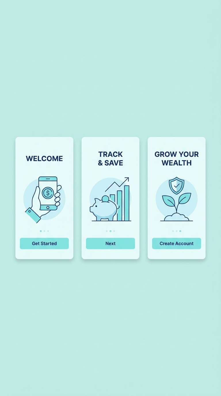 iceberg onboarding ui with nautical tones