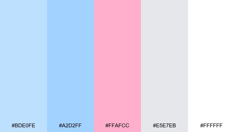 icy blue silver pink gender reveal color palette with hex codes