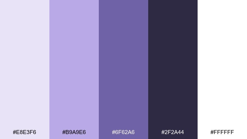 icy lavender winter color palette with hex codes