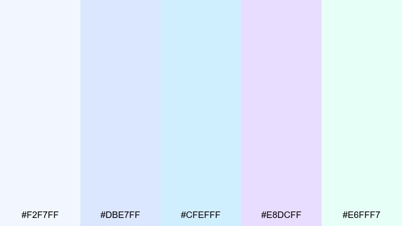 icy opal bubbles color palette with hex codes