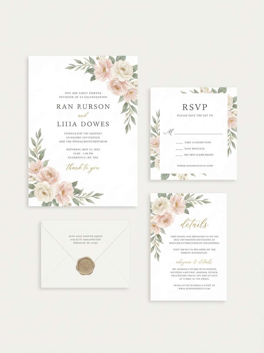 pastel wedding invitation design