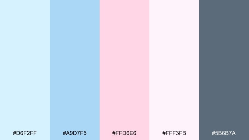 icy peony color palette with hex codes