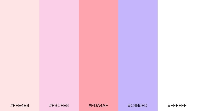 icy rose confetti glitter color palette with hex codes