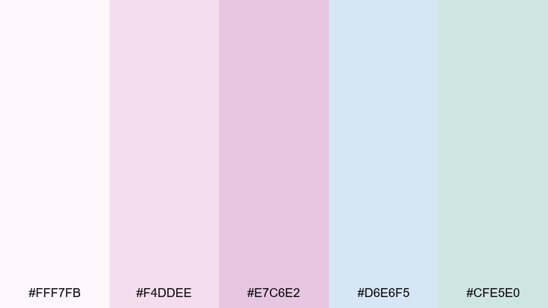 icy rose quartz light color palette with hex codes