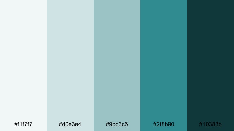 icy teal silver color palette with hex codes