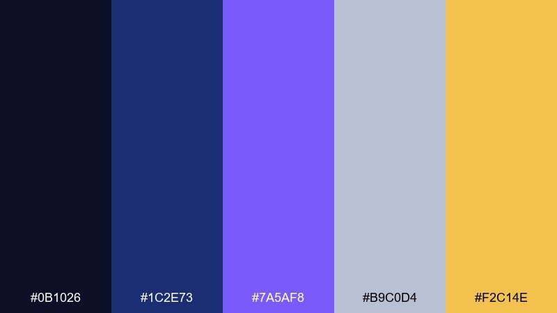 imperial nightfall color palette with hex codes