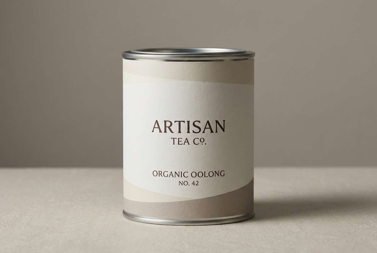 artisan tea tin packaging