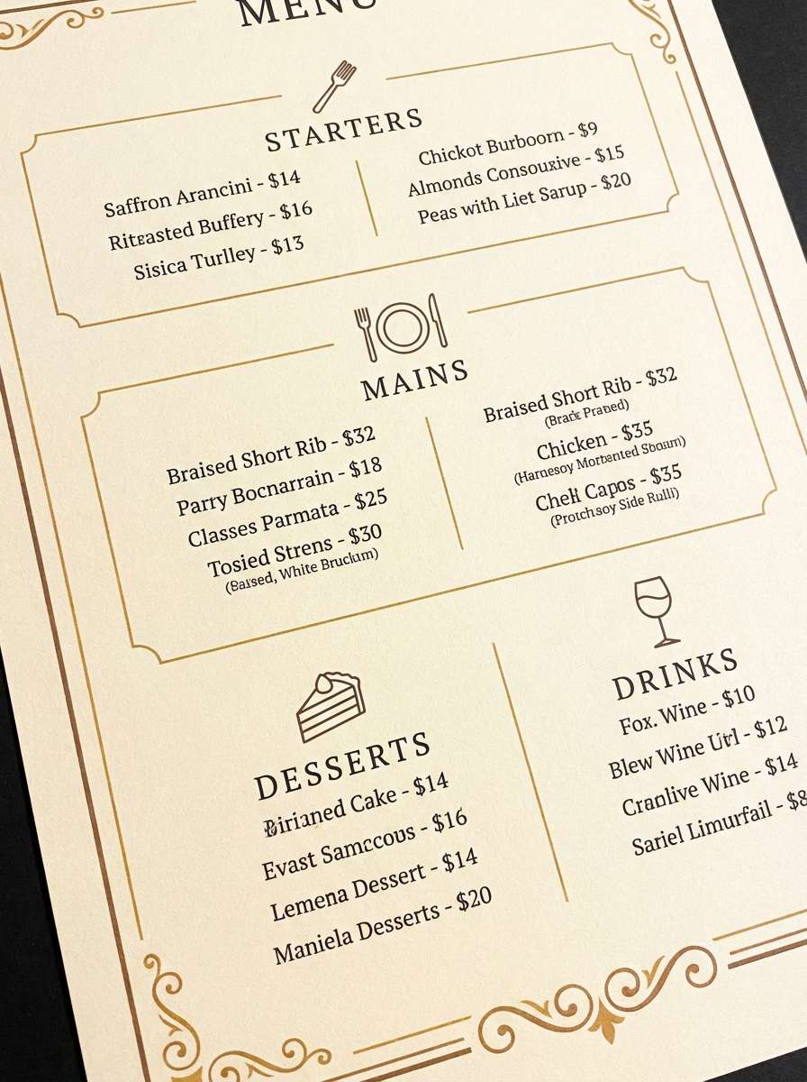 golden brown menu design