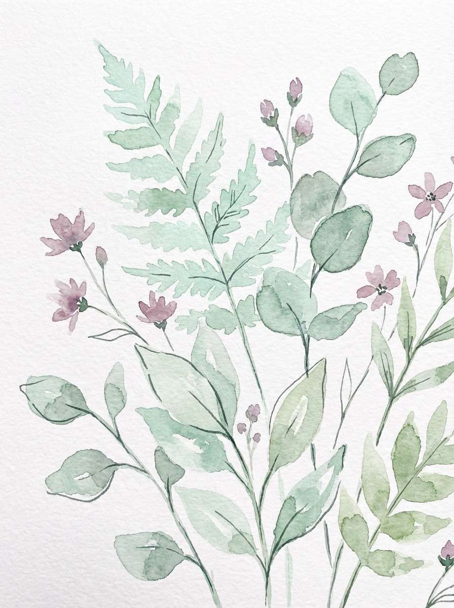 watercolor botanical leaf print