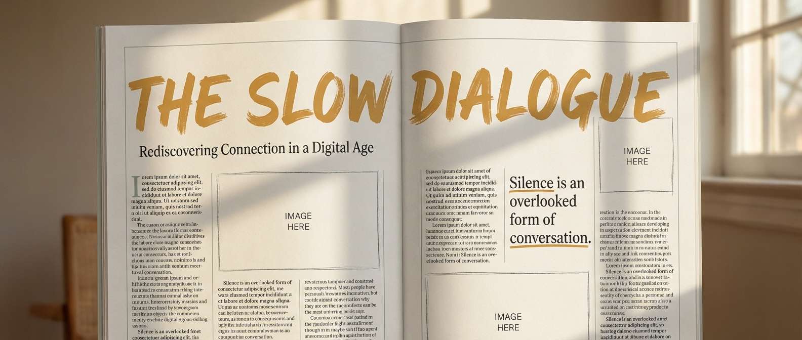 editorial spread in ochre tones