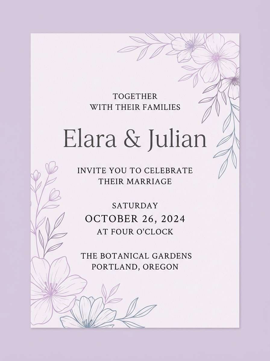 lilac wedding invitation design