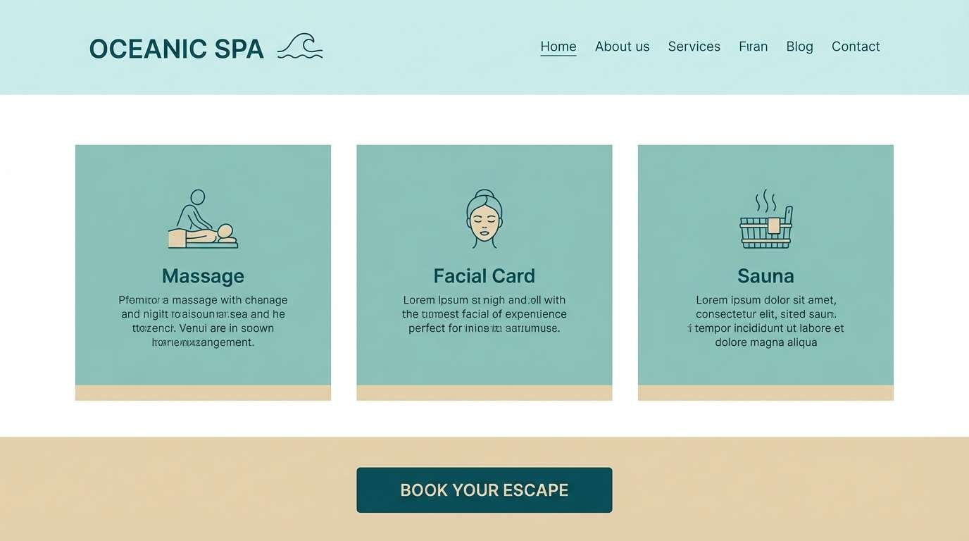 spa ui landing mockup