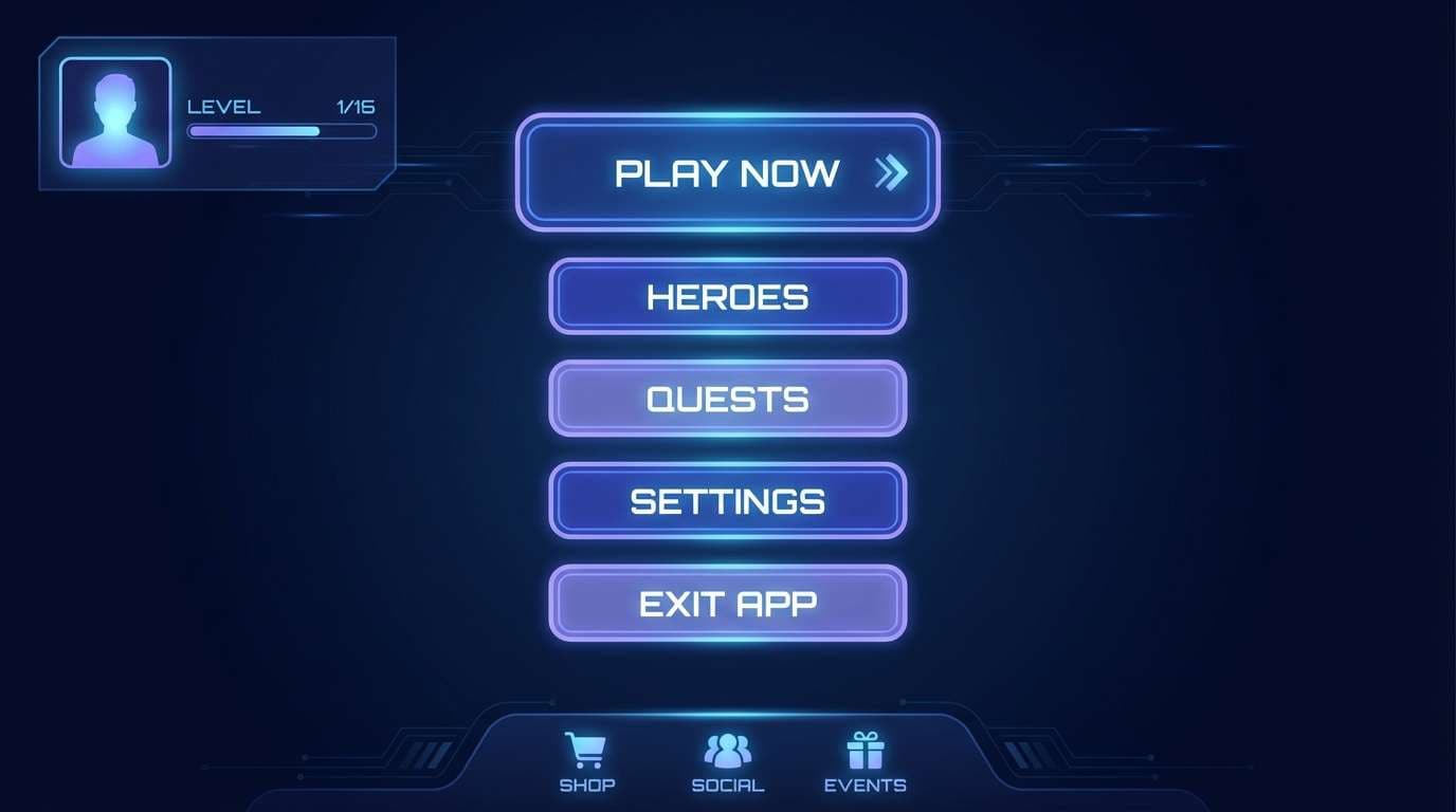 gaming app ui
