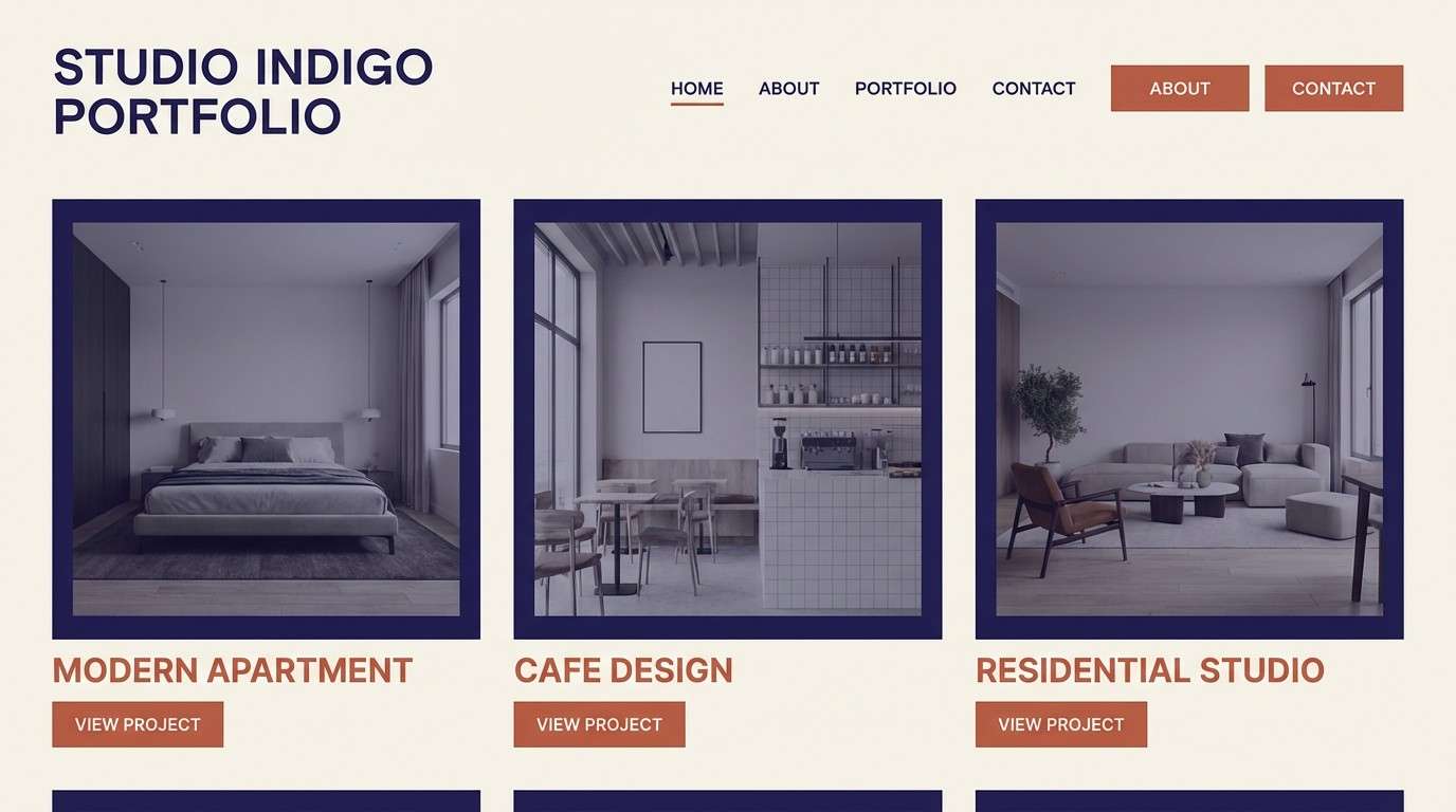 indigo color scheme terracotta portfolio ui