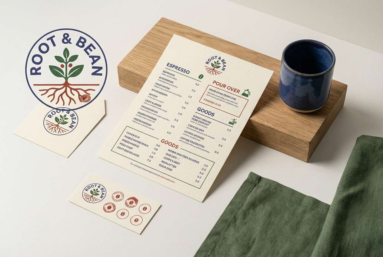 coffee branding set in indigo color scheme