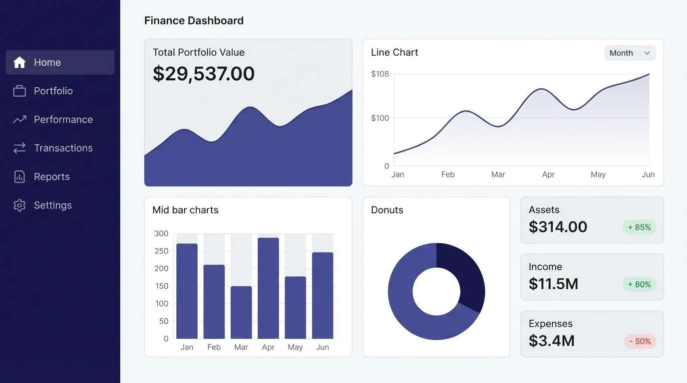 finance dashboard ui using indigo color scheme