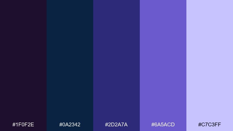 indigo dusk color palette with hex codes