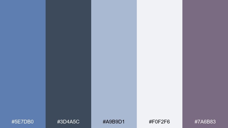 indigo fog glaucous color palette with hex codes