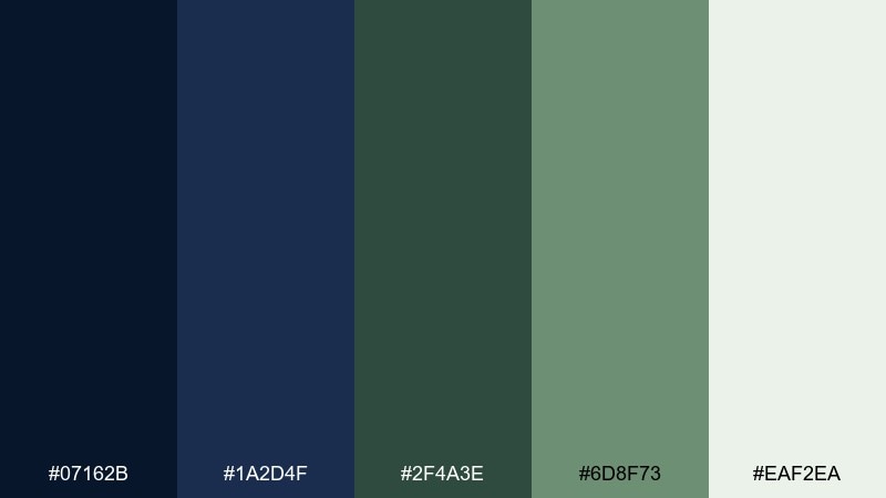 indigo forest color palette with hex codes