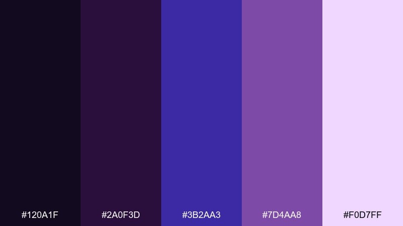 indigo plum velvet violet blue color palette with hex codes