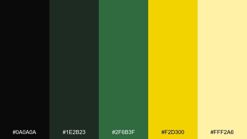 industrial hazard black green yellow color palette with hex codes