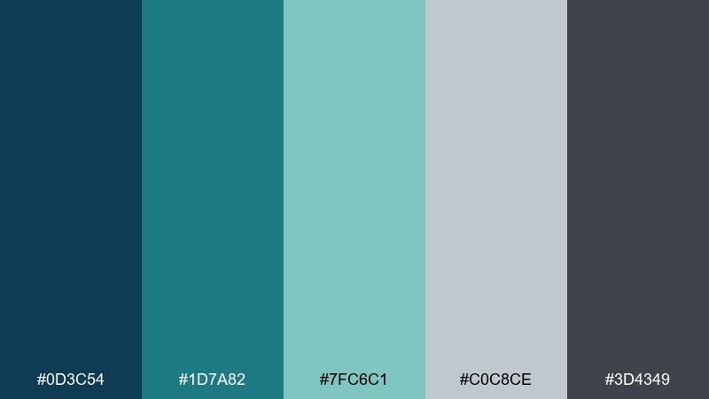 industrial seafoam color palette with hex codes