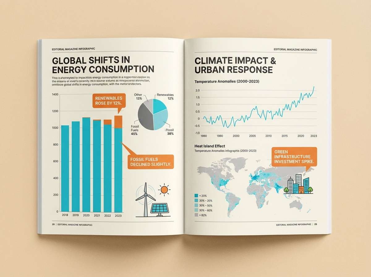 retro editorial infographic spread