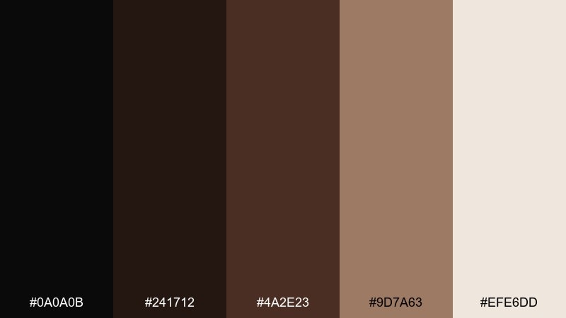 ink and cocoa minimal color palette with hex codes
