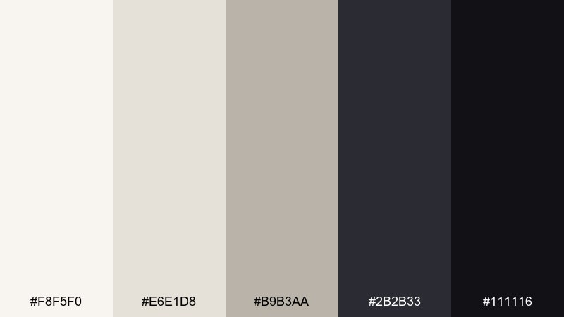 ink and ivory elegant color palette with hex codes