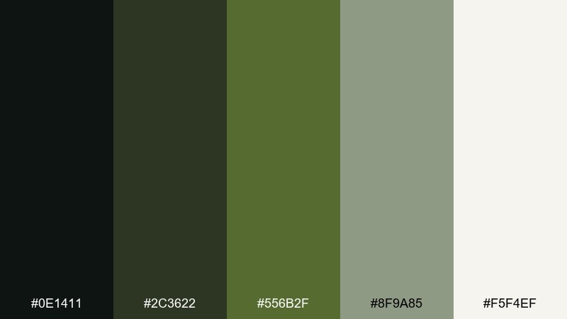 ink and olive color palette with hex codes