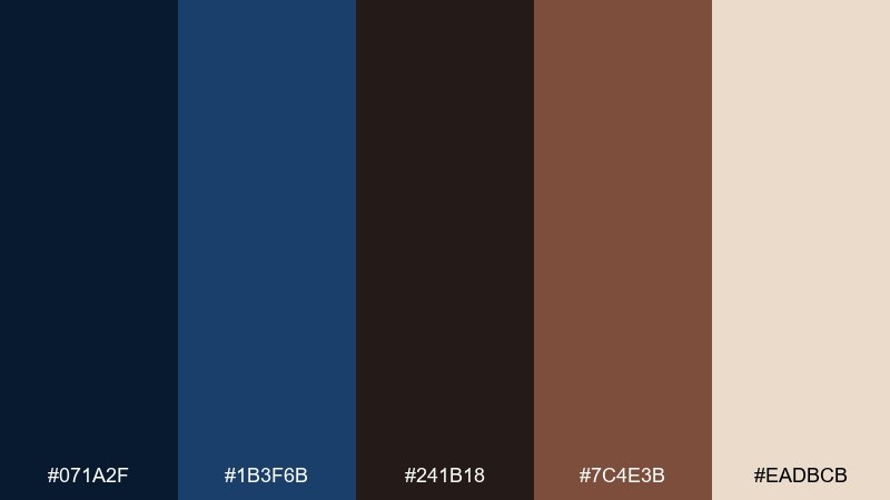 ink chestnut blue dark brown color palette with hex codes