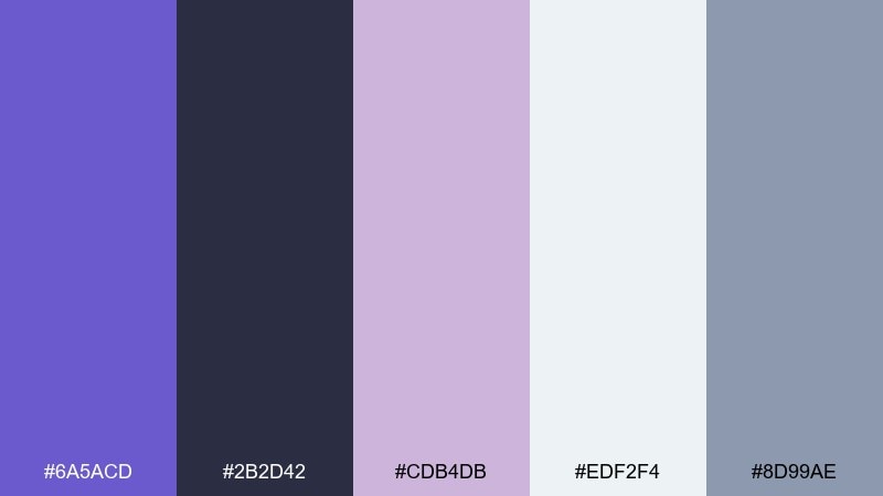 ink lavender slate blue color palette with hex codes
