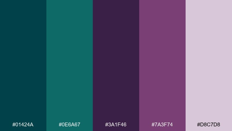 inked iris teal plum color palette with hex codes