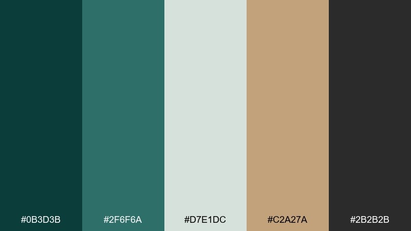 inked teal traditional color palette with hex codes