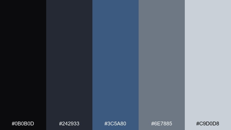 inkstone studio black blue gray color palette with hex codes
