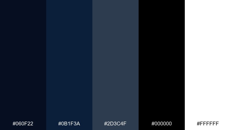 inky noir contrast color palette with hex codes