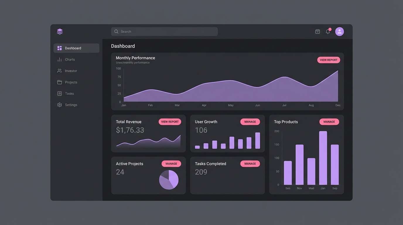 graphite lilac dashboard ui